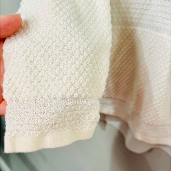 Cache Eyelet Sweater Moonchild Stripe Sheer Detailing Ivory Cream SZ Large - Picture 6 of 12